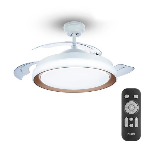 [000003538] VENTILADOR TECHO DE LED MODELO ATLAS DORADO POTENCIA: 28+35W ASPAS: Ø106cm CON MANDO A DISTANCIA PHILIPS