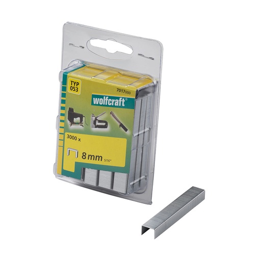 [000003618] PACK 3000 GRAPAS DE LOMO ANCHO 8mm. TIPO 053 7017000 WOLFCRAFT