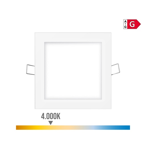 [000003656] MINI DOWNLIGHT LED EMPOTRABLE CUADRADO 6W 4000K LUZ DIA. COLOR BLANCO 11,7x11,7cm EDM