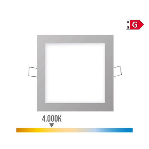 [000003657] MINI DOWNLIGHT LED EMPOTRABLE CUADRADO 6W 4000K LUZ DIA. COLOR CROMO 11,7x11,7cm EDM