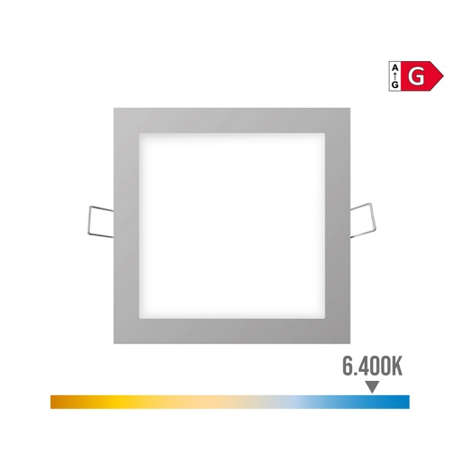 [000003659] MINI DOWNLIGHT LED EMPOTRABLE CUADRADO 6W 6400K LUZ FRIA. COLOR CROMO 11,7x11,7cm EDM