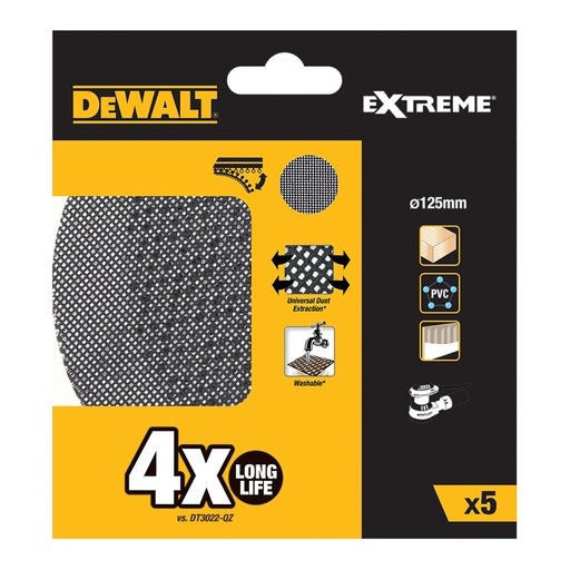 [000003713] S.OF. PACK 5 LIJAS DE MALLA Ø125mm GRANO 60 PARA LIJADORAS ROTOORBITALES DTM8560-QZ DEWALT