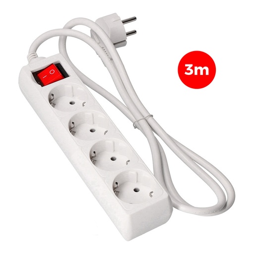 [000003723] BASE MULTIPLE 4 TOMAS SCHUKO + INTERRUPTOR 3m 3x1,5mm EDM
