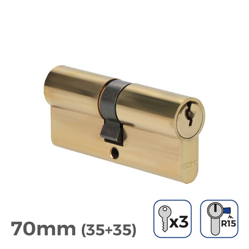 [000003769] BOMBIN DE LATON 70mm (35+35mm) LEVA LARGA R15 CON 3 LLAVES DE SERRETA INCLUIDAS EDM