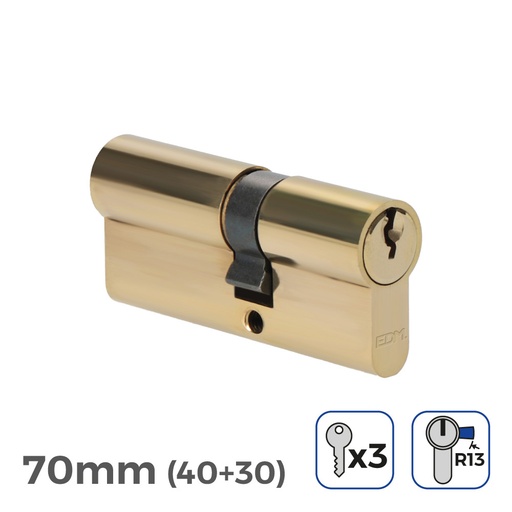 [000003770] BOMBIN DE LATON 70mm (40+30mm) LEVA CORTA R13 CON 3 LLAVES DE SERRETA INCLUIDAS EDM