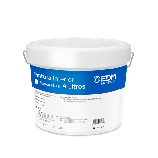 [000003856] S.OF. PINTURA PLASTICA MATE INTERIOR BLANCA 4L EDM