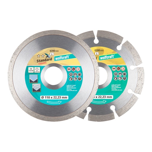 [000003957] SET DE 2 DISCOS DIAMANTADOS DE CORTE. Ø110mm 8390000 WOLFCRAFT