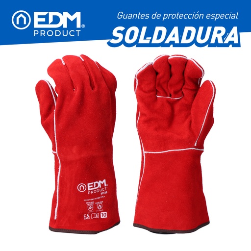 [000003986] GUANTE PARA SOLDADORES PIEL SERRAJE COSIDO HILO KEVLAR TALLA 10 EDM