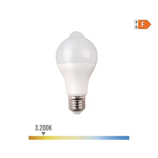 [000003989] BOMBILLA STANDARD LED CON "SENSOR DE PRESENCIA Y CREPUSCULAR" E27 12W 1055lm 3200K LUZ CALIDA Ø6x11cm EDM