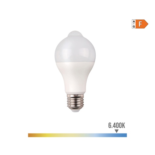 [000003990] BOMBILLA STANDARD LED CON "SENSOR DE PRESENCIA Y CREPUSCULAR" E27 12W 1055lm 6400K LUZ FRIA Ø6x11cm EDM