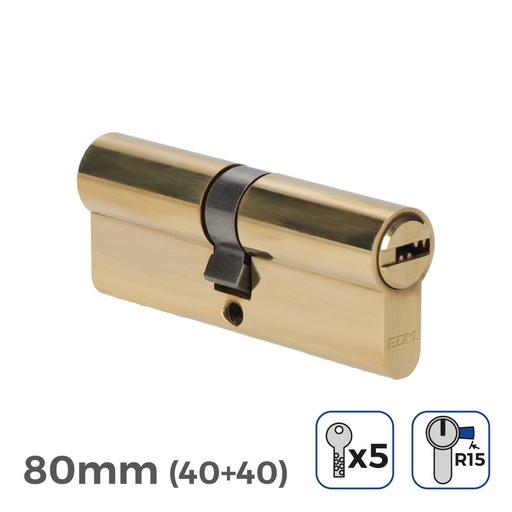 [000003994] BOMBIN LATON 80mm (40+40mm) LEVA LARGA R15 CON 5 LLAVES DE SEGURIDAD INCLUIDAS EDM