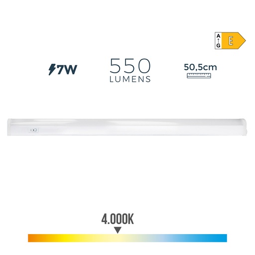 [000004046] REGLETA ELECTRONICA LED 7W 600lm 4000K LUZ DIA 3,6x50,5x3cm EDM
