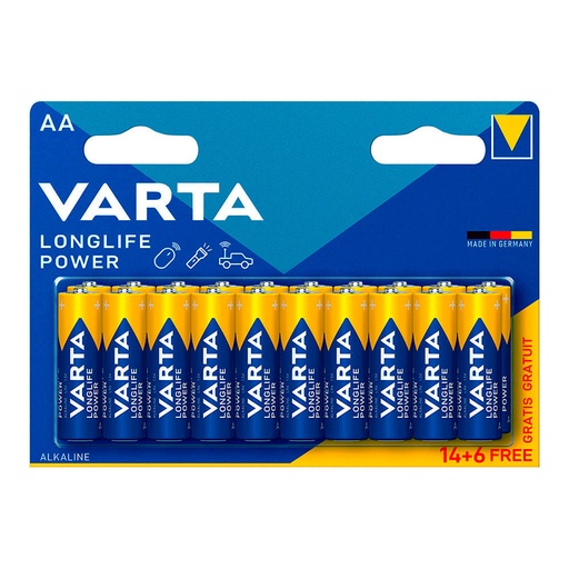 [000004065] PILA VARTA  LONGLIFE POWER AA - LR06 (BLISTER 14+6 UNID)  Ø14,5x50,5mm