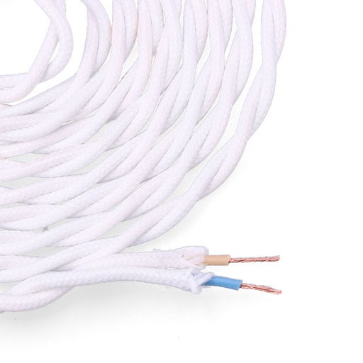 [000004071] CABLE TEXTIL TRENZADO 2x0,75mm BLANCO 5m