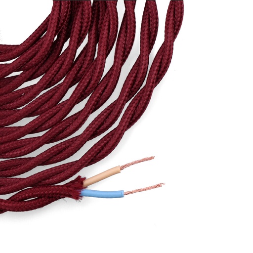 [000004073] CABLE TEXTIL TRENZADO 2x0,75mm C-08 BURDEOS SEDA 5m