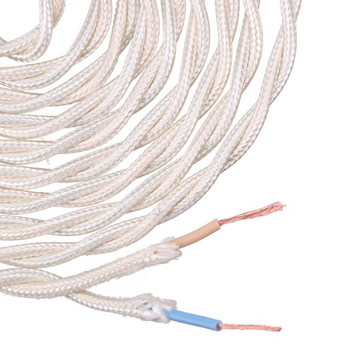 [000004075] CABLE TEXTIL TRENZADO 2x0,75mm C-15 BEIGE SEDA 5m
