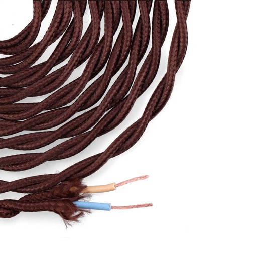 [000004077] CABLE TEXTIL TRENZADO 2x0,75mm C-20 MARRON SEDA 5m