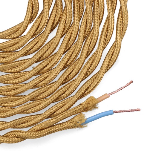 [000004079] CABLE TEXTIL TRENZADO 2x0,75mm C-45 ORO MATE SEDA 5m