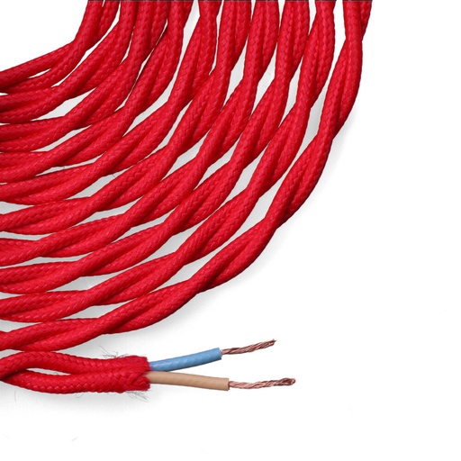 [000004080] CABLE TEXTIL TRENZADO 2x0,75mm C-62 ROJO 5m