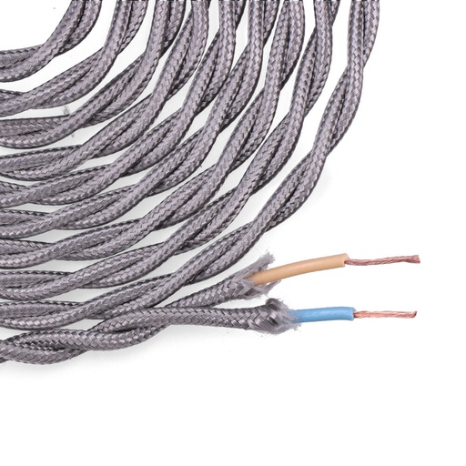 [000004081] CABLE TEXTIL TRENZADO 2x0,75mm C-63 GRIS OSCURO SEDA 5m