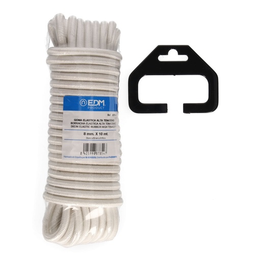 [000004104] MADEJA 10m GOMA ELASTICA ALTA TENACIDAD BLANCA. CALIBRE 8mm EDM