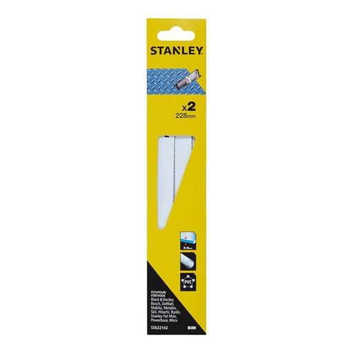[000004135] PACK 2 HOJAS DE SIERRA DE SABLE 22,8cm BIMETÁLICAS METAL GRUESO STA22142-XJ STANLEY