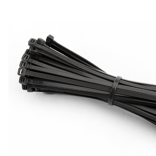 [000004150] BRIDAS REUTILIZABLES NEGRAS 300x4,5mm (BOLSA 100 unid.) NYLON ALTA CALIDAD