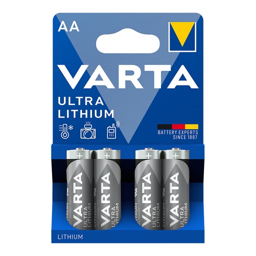 [000004177] PILA VARTA ULTRA LITHIUM AA - LR06 (BLISTER 4 UNID)  Ø14,5x50,5mm