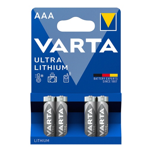 [000004178] PILA VARTA ULTRA LITHIUM AAA - LR03 (BLISTER 4 UNID)  Ø10,5x44,5mm