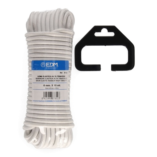 [000004215] MADEJA 15m GOMA ELASTICA ALTA TENACIDAD BLANCA. CALIBRE 6mm
