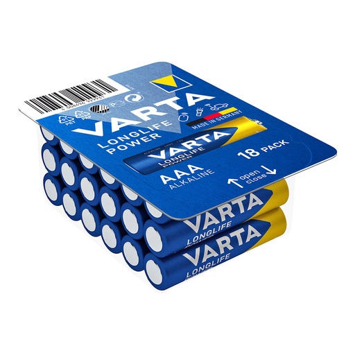 [000004236] PILA VARTA LONGLIFE POWER AAA - LR03 CAJA 18 UNID  Ø10,5x44,5mm