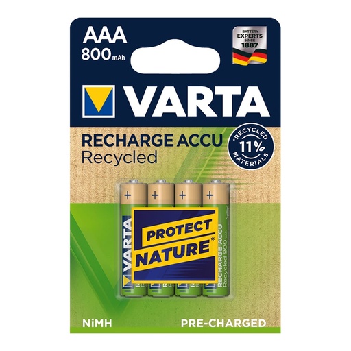 [000004238] PILA VARTA RECARGABLE ACCU AAA - LR03 800mA (BLISTER 4 UNID)  Ø10,5x44,5mm