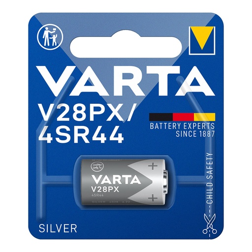 [000004239] PILA VARTA SILVER V28PX / 4SR44 6,2V (BLISTER 1 UNID)  Ø13x25,2mm