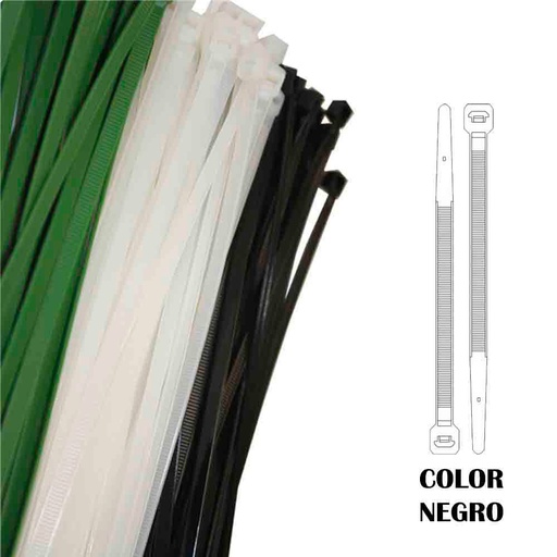 [000004251] BRIDAS NEGRAS 300x8mm (BOLSA 100 unid.) NYLON ALTA CALIDAD