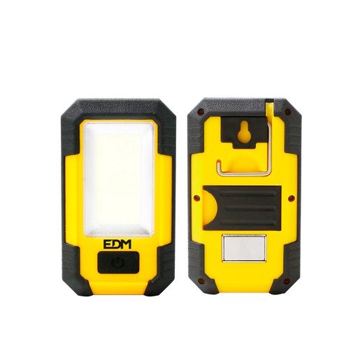 [000004281] S.OF.  LINTERNA LED COB 8W 500lm RECARGABLE CON USB. CON GANCHO + IMAN + SOPORTE. FUNCION POWER BANK. INCLUYE CABLE DE CARGA. EDM
