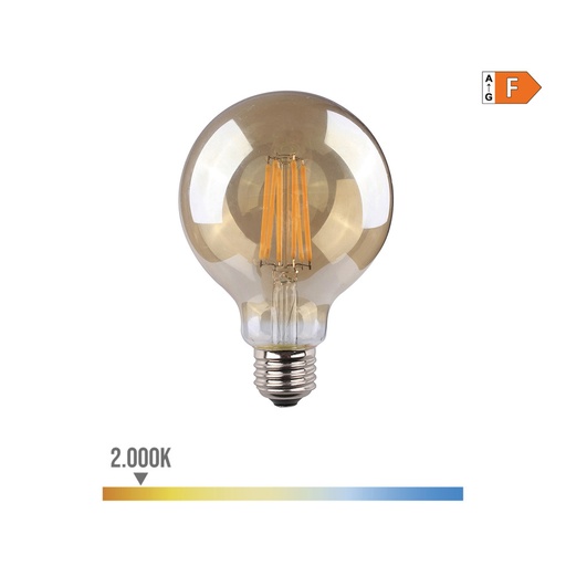[000004303] BOMBILLA DE GLOBO CON FILAMENTO DE LED. CRISTAL VINTAGE E27 8W 720lm 2000K LUZ CALIDA Ø12,5x17cm EDM