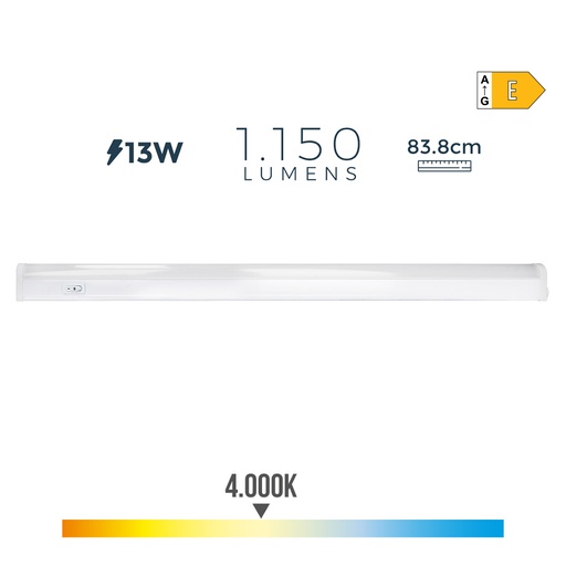 [000004358] REGLETA ELECTRONICA LED 13W 1150 LUMENS 4000K LUZ DIA 3,6x83,8x3cm EDM
