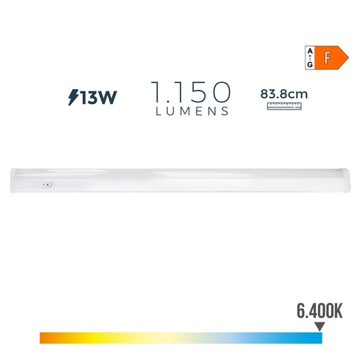 [000004359] REGLETA ELECTRONICA LED 13W 1150lm 6400K LUZ FRIA 3,6x83,8x3cm EDM