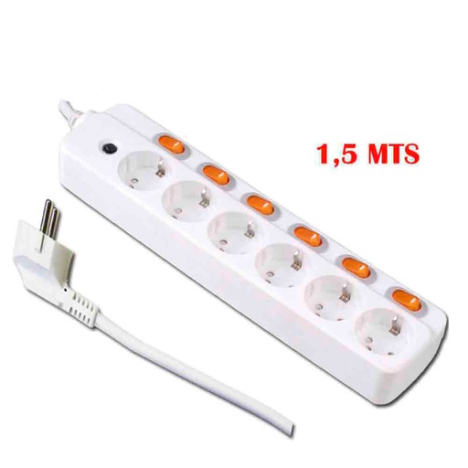 [000004462] BASE MULTIPLE 6 TOMAS + 6 INTERRUPTORES EDM