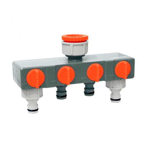 [000004476] ADAPTADOR 4 VIAS PARA GRIFO DE JARDIN CON ENCHUFES RAPIDOS 19mm 3/4" EDM