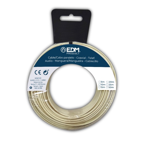 [000004478] CARRETE CABLE PARALELO TELEFONO BLANCO 2 VIAS 50m