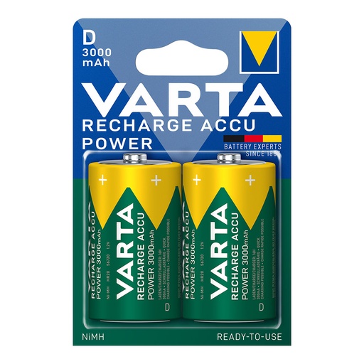 [000004513] PILA VARTA  RECARGABLE ACCU POWER D - LR20 3000mA (BLISTER 2 UNID)  Ø34,2x61,5mm