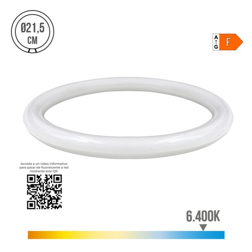 [000004518] TUBO CIRCULAR LED G10q 15W 1500lm 6400K LUZ FRIA (EQ. 22W) Ø21,5cm EDM