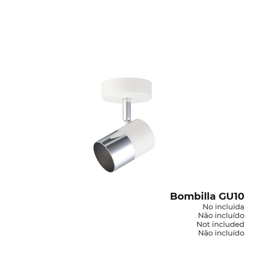 [000004559] FOCO HALOGENO 1 ELEMENTO COLOR CROMO+BLANCO HUESO GU-10 MODELO MOON EDM