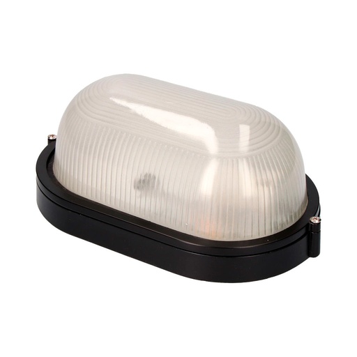 [000004584] APLIQUE DE ALUMINIO IP54 OVAL. COLOR NEGRO 1xE27 100W  15,5x28x12,1cm MODELO CAMBRILS EDM