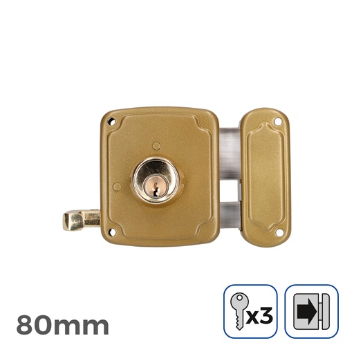 [000004587] CERRADURA DERECHA 80mm 3 LLAVES INCLUIDAS EDM