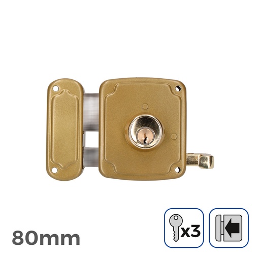 [000004588] CERRADURA IZQUIERDA 80mm 3 LLAVES INCLUIDAS EDM
