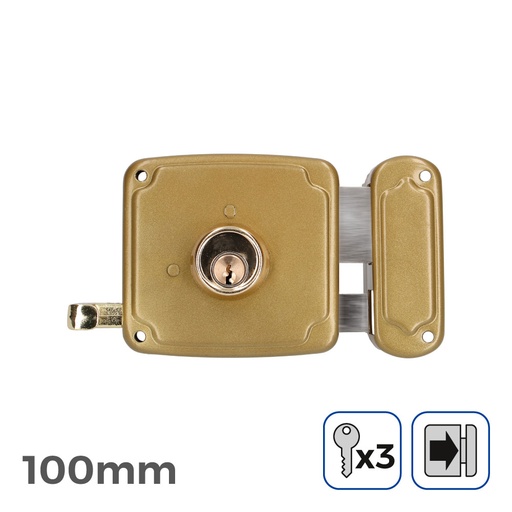 [000004608] CERRADURA DERECHA 100mm 3 LLAVES INCLUIDAS EDM
