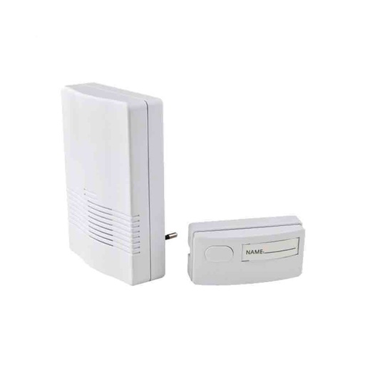 [000004621] TIMBRE SIN HILOS PULSADOR Y RECEPTOR A RED 230V (50-80m)