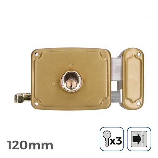 [000004631] CERRADURA DERECHA 120mm 3 LLAVES INCLUIDAS EDM